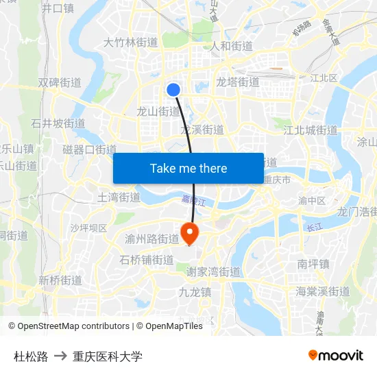 杜松路 to 重庆医科大学 map