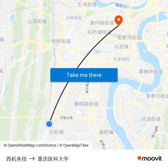 西机务段 to 重庆医科大学 map