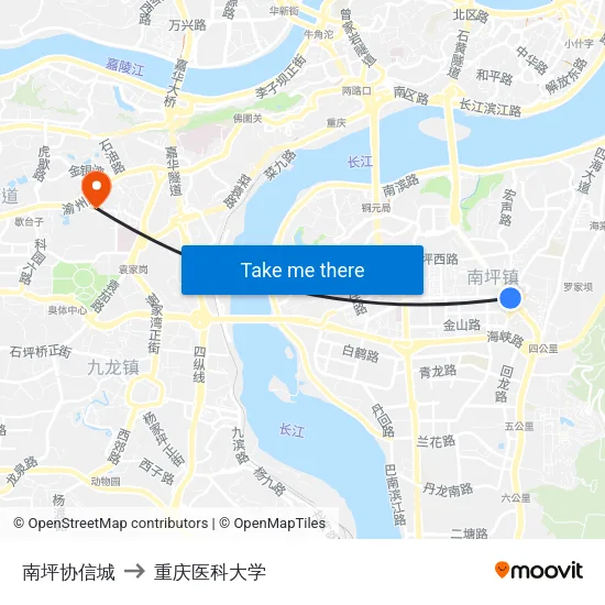 南坪协信城 to 重庆医科大学 map
