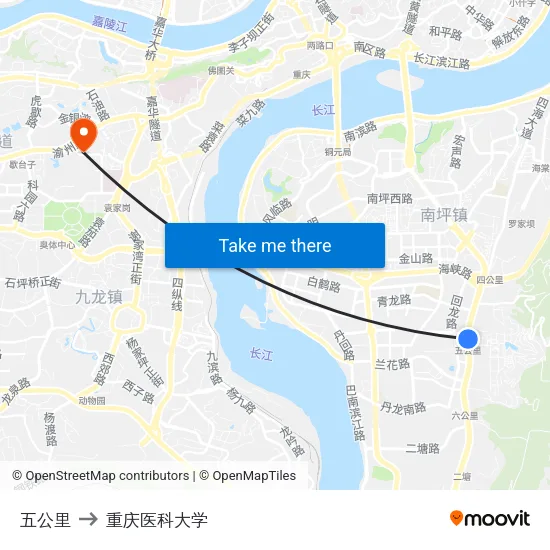 五公里 to 重庆医科大学 map