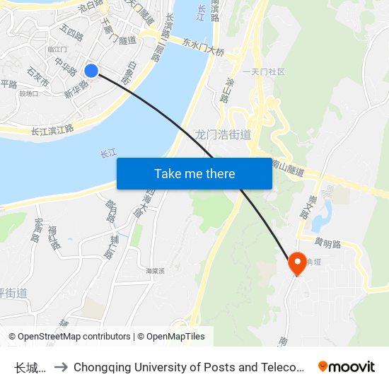 长城大厦 to Chongqing University of Posts and Telecommunications Hotel map