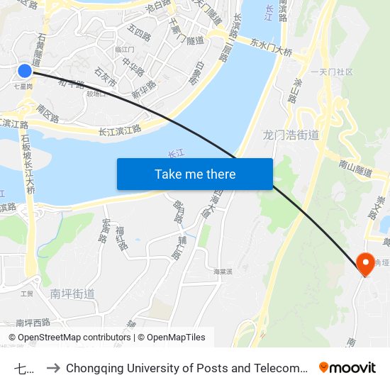 七星岗 to Chongqing University of Posts and Telecommunications Hotel map