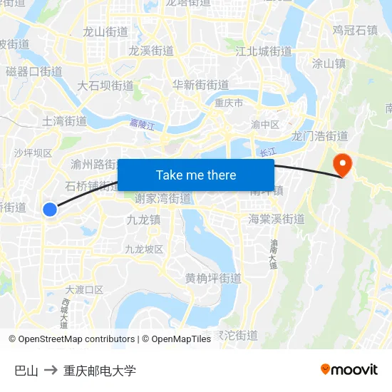 巴山 to 重庆邮电大学 map