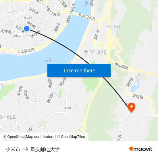 小米市 to 重庆邮电大学 map