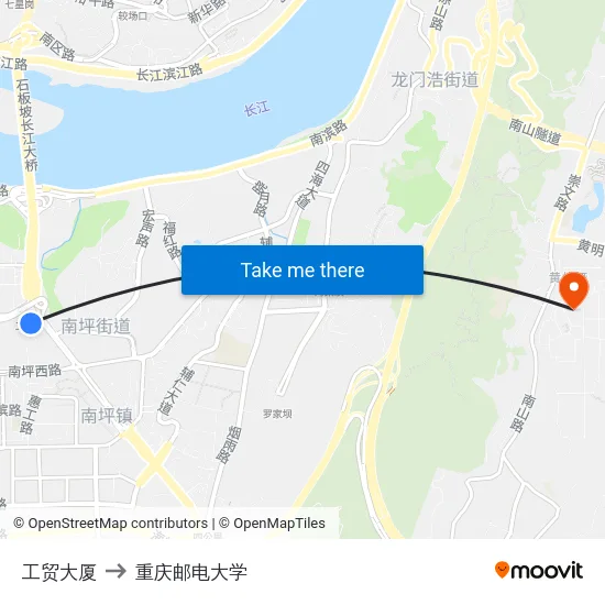 工贸大厦 to 重庆邮电大学 map