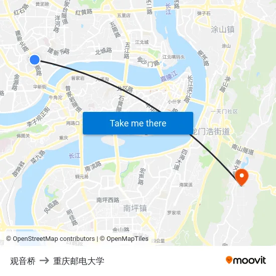 观音桥 to 重庆邮电大学 map