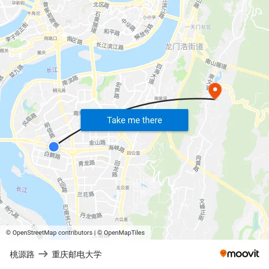 桃源路 to 重庆邮电大学 map
