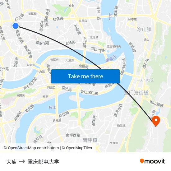 大庙 to 重庆邮电大学 map