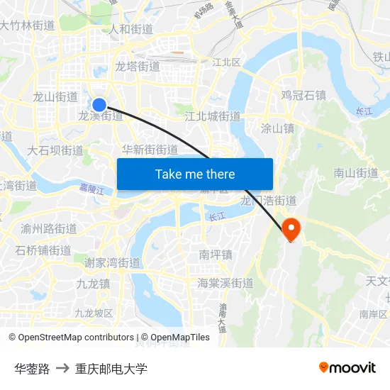 华蓥路 to 重庆邮电大学 map