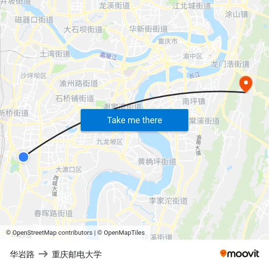 华岩路 to 重庆邮电大学 map