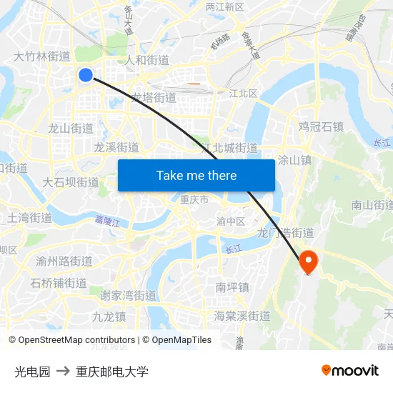 光电园 to 重庆邮电大学 map