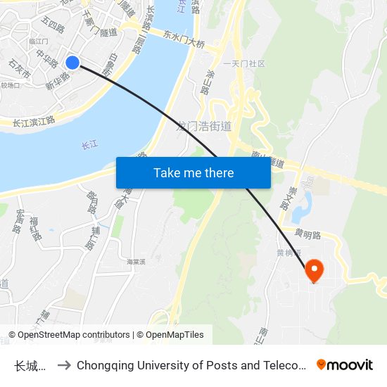 长城大厦 to Chongqing University of Posts and Telecommunications map