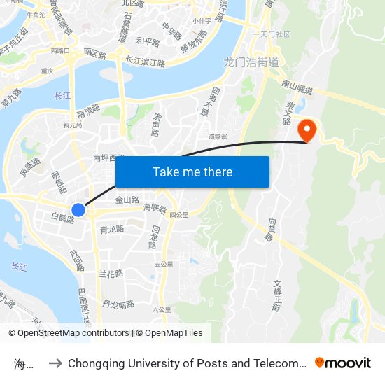 海峡路 to Chongqing University of Posts and Telecommunications map