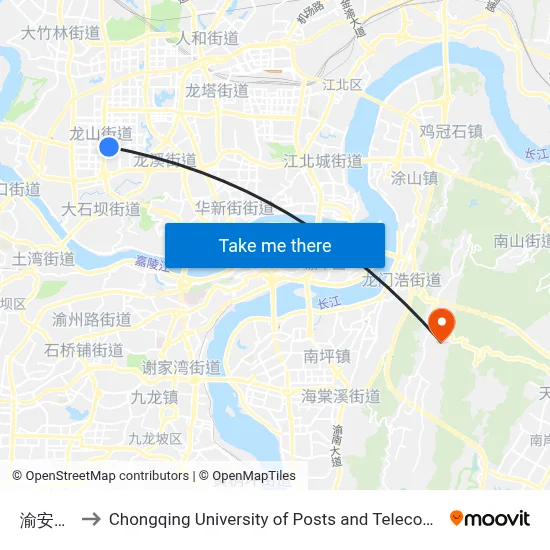 Yuan Longdu to Chongqing University of Posts and Telecommunications map
