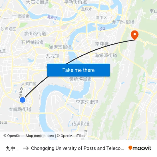 九中立交 to Chongqing University of Posts and Telecommunications map