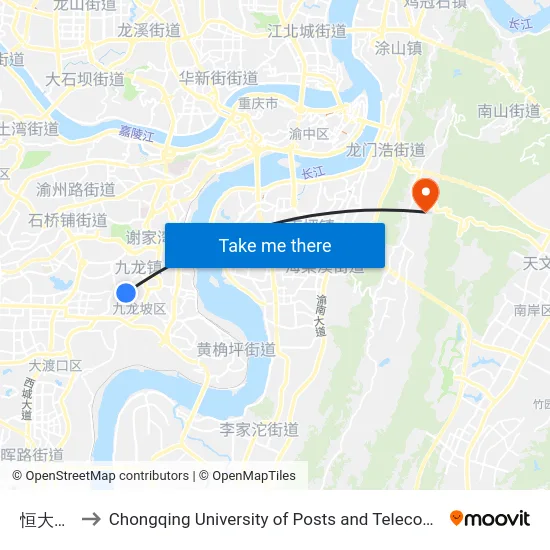 恒大绿洲 to Chongqing University of Posts and Telecommunications map
