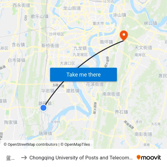 蓝沁苑 to Chongqing University of Posts and Telecommunications map