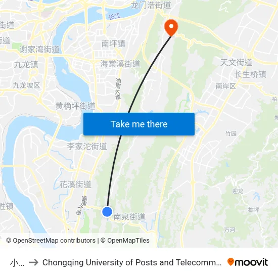 Xiao Quan to Chongqing University of Posts and Telecommunications map