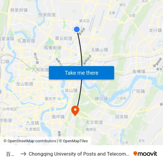 百果路 to Chongqing University of Posts and Telecommunications map