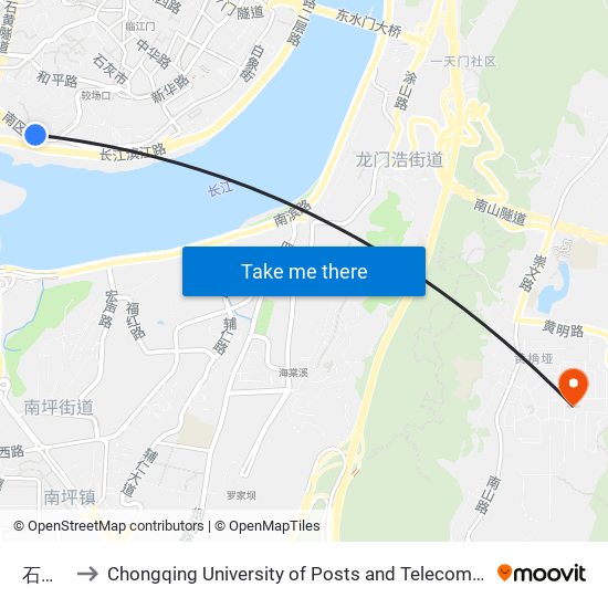 石板坡 to Chongqing University of Posts and Telecommunications map