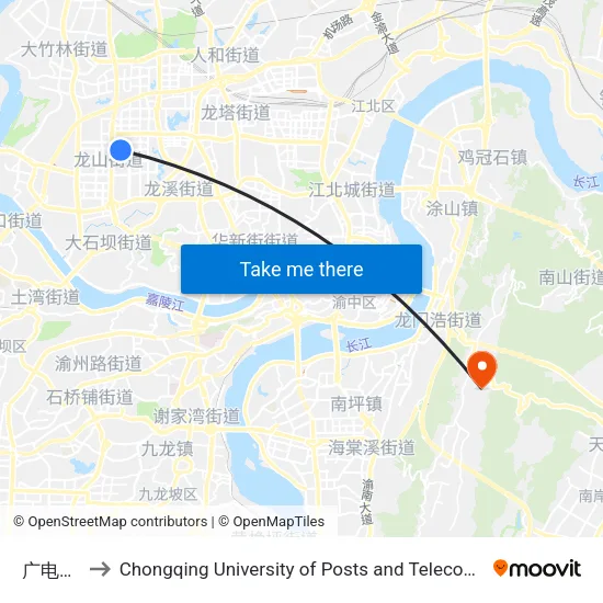 广电大厦 to Chongqing University of Posts and Telecommunications map
