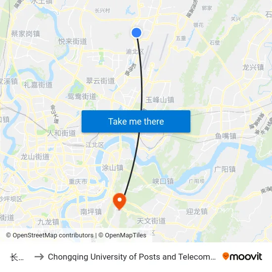 长空路 to Chongqing University of Posts and Telecommunications map