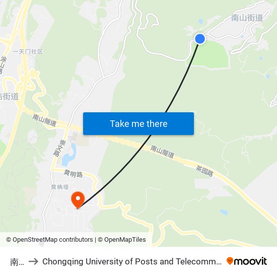 南山 to Chongqing University of Posts and Telecommunications map