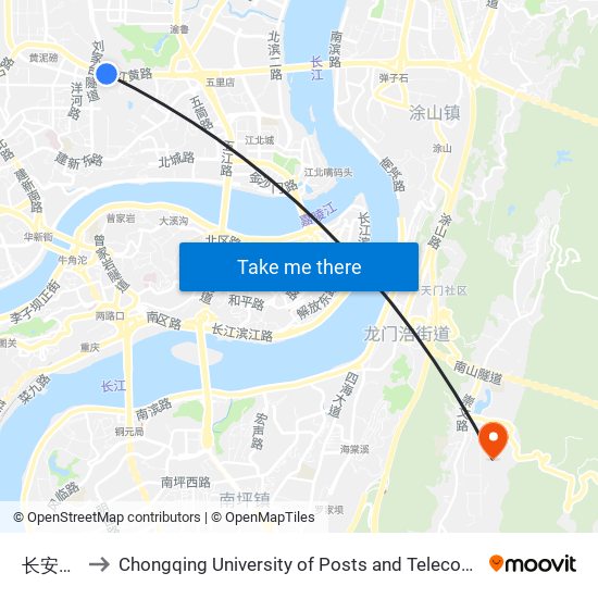 长安华都 to Chongqing University of Posts and Telecommunications map