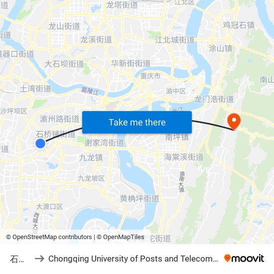 石新路 to Chongqing University of Posts and Telecommunications map