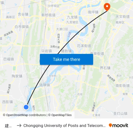 建设桥 to Chongqing University of Posts and Telecommunications map