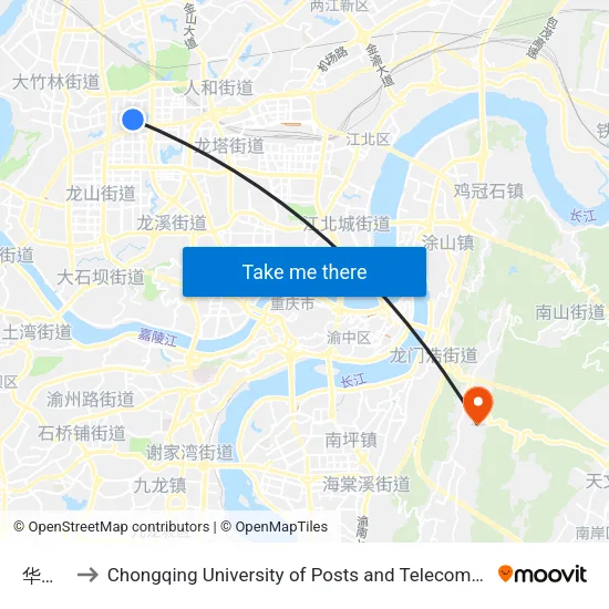 华龙网 to Chongqing University of Posts and Telecommunications map