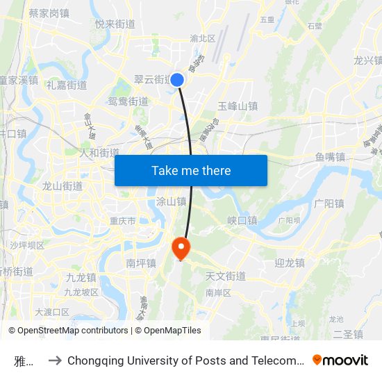 雅世艺 to Chongqing University of Posts and Telecommunications map