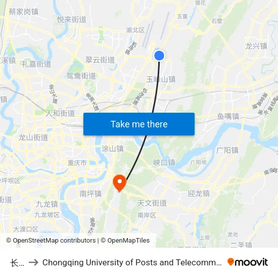 长田 to Chongqing University of Posts and Telecommunications map