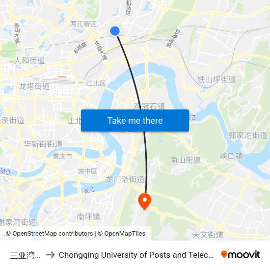 三亚湾市场 to Chongqing University of Posts and Telecommunications map