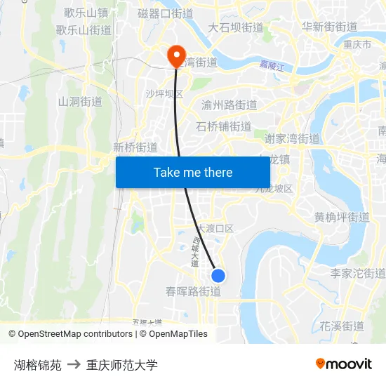 湖榕锦苑 to 重庆师范大学 map
