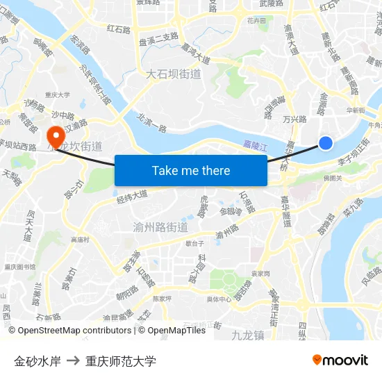金砂水岸 to 重庆师范大学 map