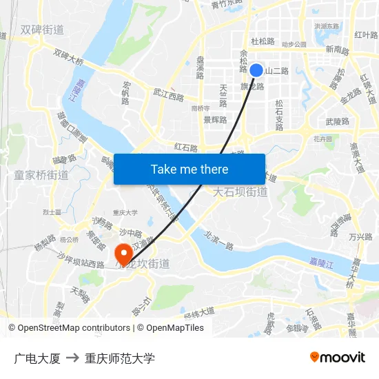 广电大厦 to 重庆师范大学 map