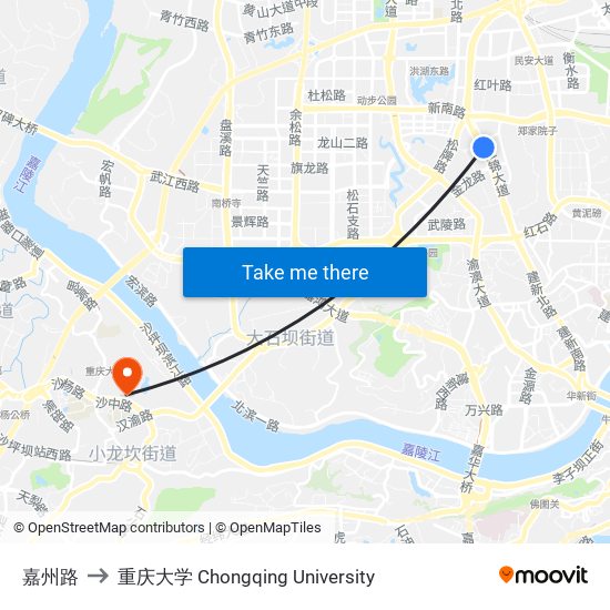 嘉州路 to 重庆大学 Chongqing University map