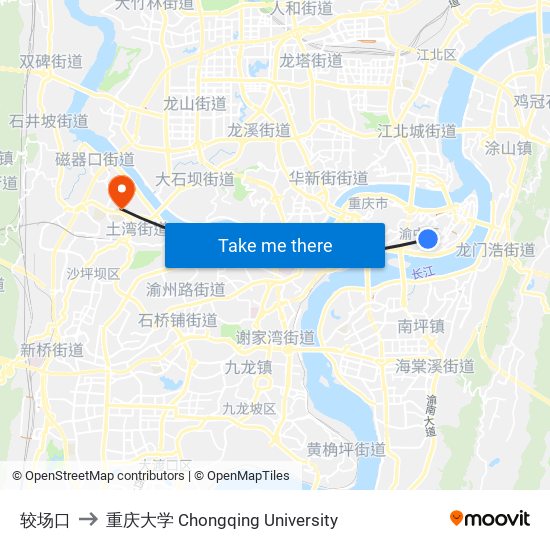 较场口 to 重庆大学 Chongqing University map