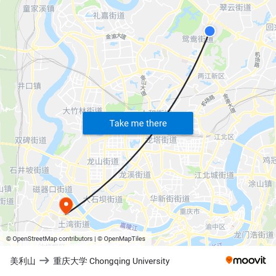 美利山 to 重庆大学 Chongqing University map