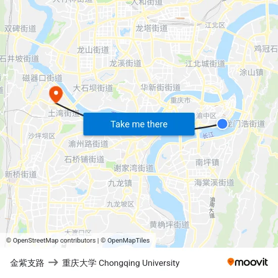 金紫支路 to 重庆大学 Chongqing University map