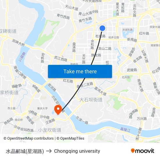 水晶郦城(星湖路) to Chongqing university map