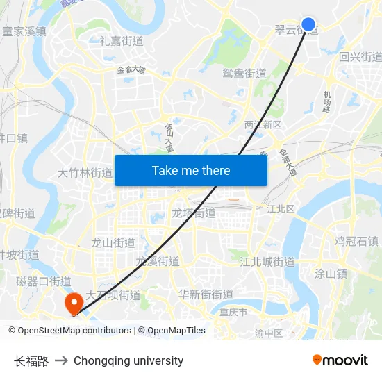 长福路 to Chongqing university map