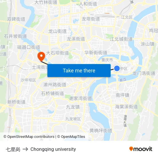 七星岗 to Chongqing university map