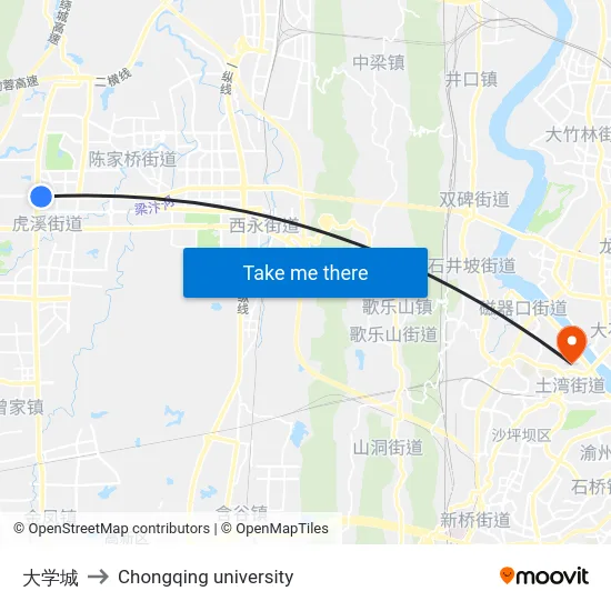 大学城 to Chongqing university map