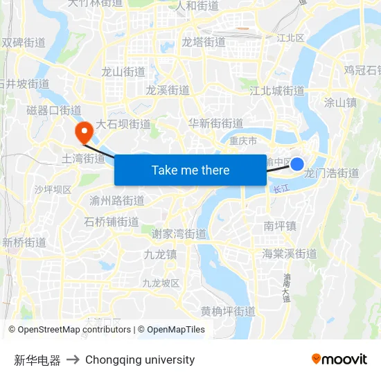 新华电器 to Chongqing university map