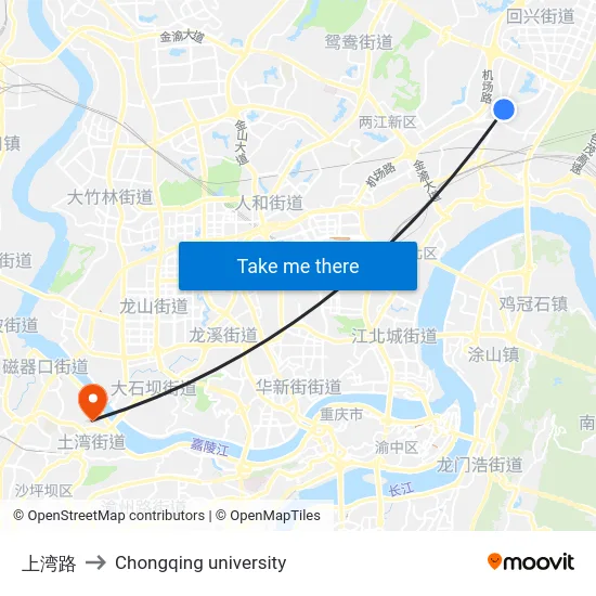上湾路 to Chongqing university map