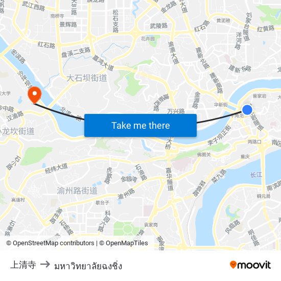 上清寺 to มหาวิทยาลัยฉงชิ่ง map