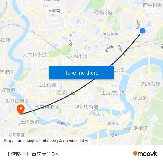 上湾路 to 重庆大学B区 map