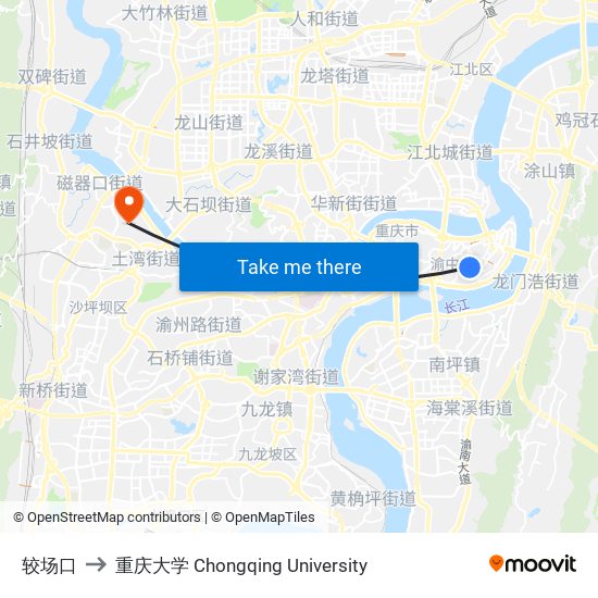较场口 to 重庆大学 Chongqing University map